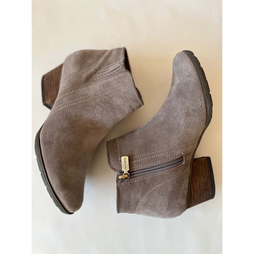 Blondo Suede Ankle Boots Taupe‎ Waterproof Comfort 6.5 Modern Heritage Staple - Picture 7 of 11
